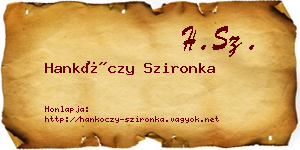 Hankóczy Szironka névjegykártya